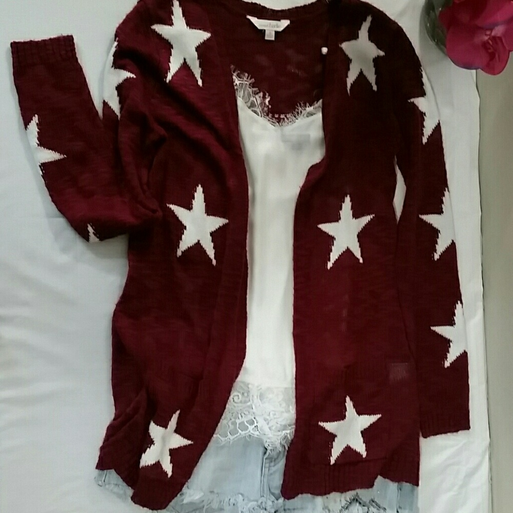 Stars Open front light knit sweater